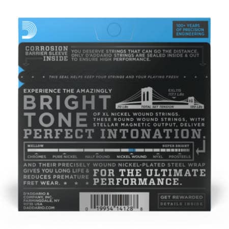 D'Addario EXL115 Nickel Wound Electric Guitar Strings, Medium/Blues-Jazz Rock, 11-49 - Image 2