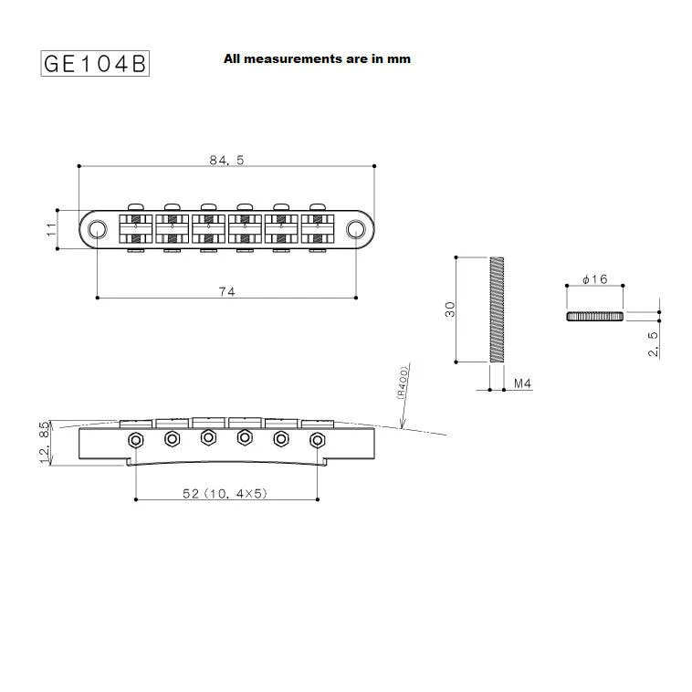 Gotoh ABR-1 Relic'd Tune-o-matic Bridge GE104B (Aged Nickel) - Image 2