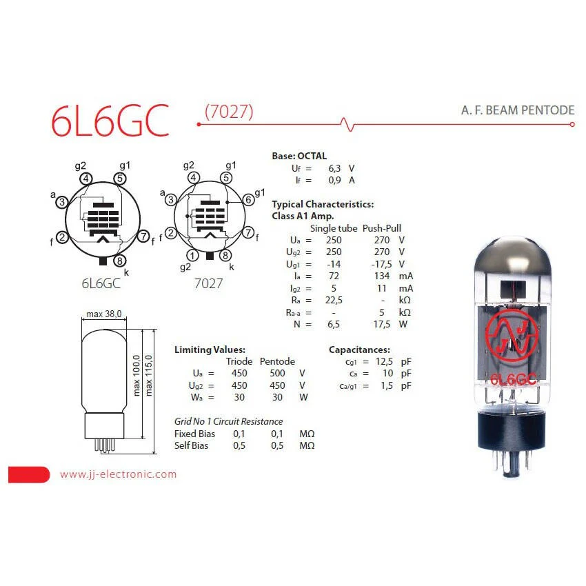 JJ Electronic 6L6GC Vacuum Tube - Image 2