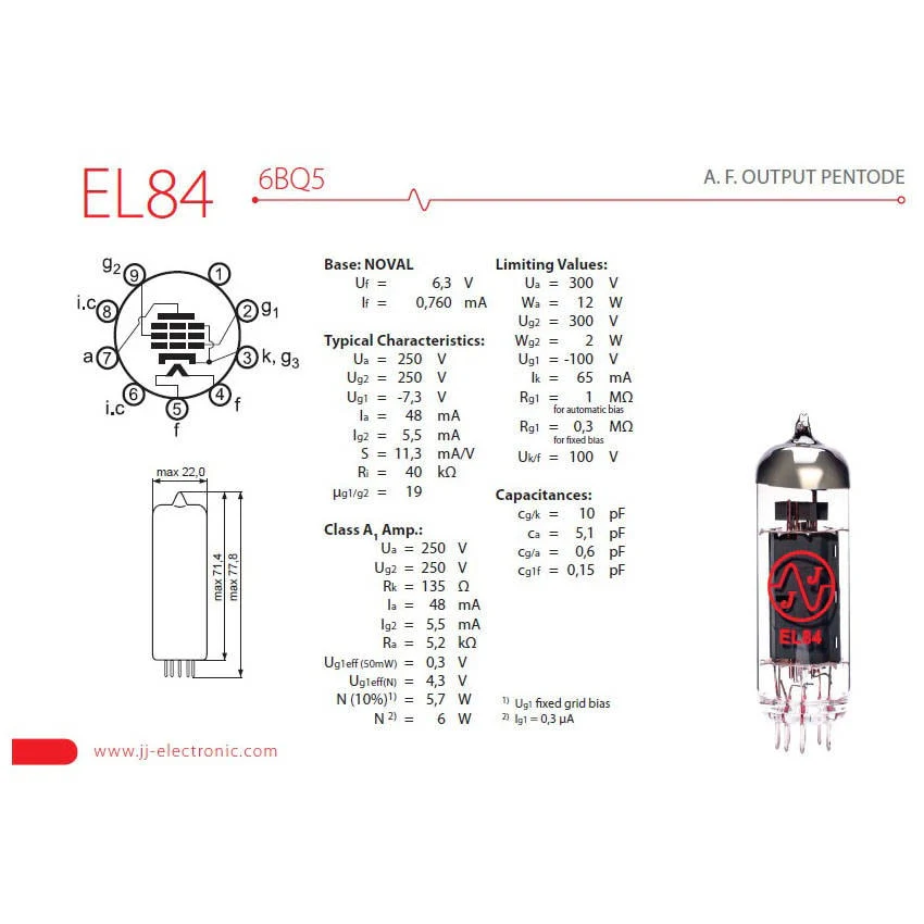 JJ Electronic EL84 Vacuum Tube - Image 3