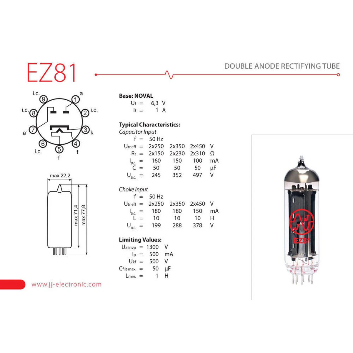 JJ Electronic EZ81 / 6CA4  Vacuum Tube - Image 2