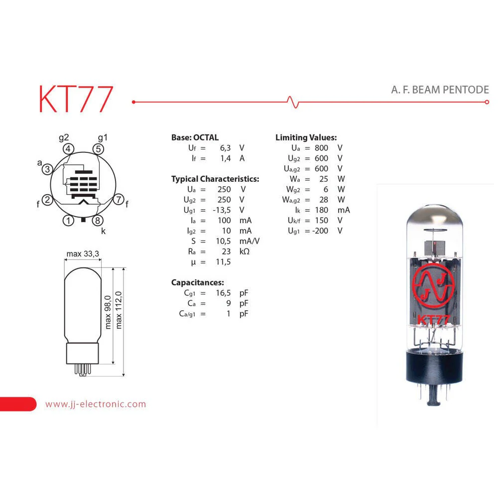 JJ Electronic KT77 Vacuum Tube - Image 3