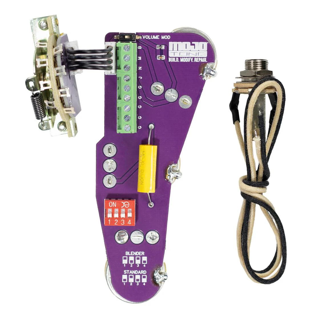 Solderless Convertible Strat Guitar Wiring Harness- 250K Potentiometers Single Coil Pickup Version - Image 4