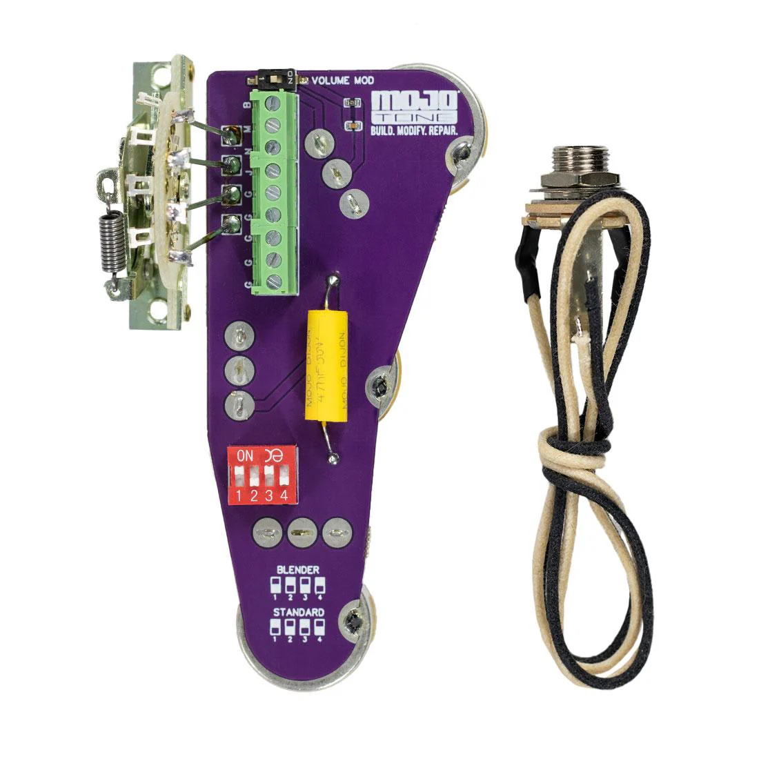 Solderless Convertible Strat Guitar Wiring Harness- 500K Potentiometers Humbucker Pickup Version - Image 4