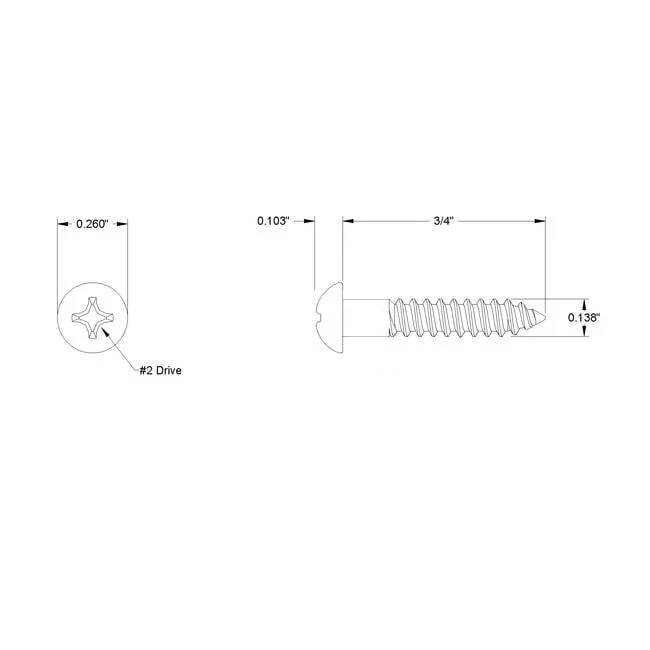 Stainless Round Head Phillips Wood Screw For Handles (Set of 12) - Image 2